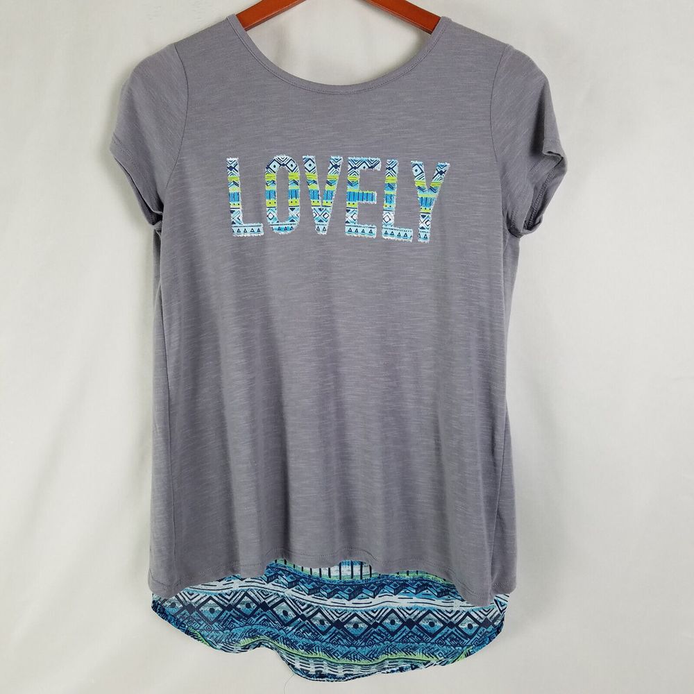 New Directions Weekend Shirt Womens Small‎ Gray Top Short Sleeve Round Neck